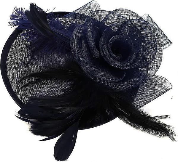 Fjær Fascinatorhatt for kvinner Blomster Pillboxhatt Bryllupshodeplagg Hårpynt Race Derby Ascot Red