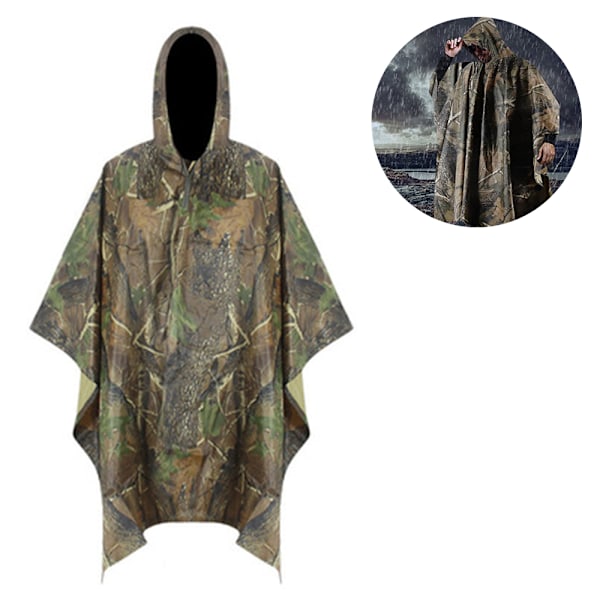 Regnponcho Vandtæt Regnponcho Regnfrakke med Hætte til Jagt Camping Vandring Regnkappe Cykling Regnponcho Camouflage Regnponcho