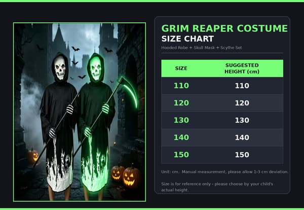 Halloween selvlysende skelet-heldragt med sort lejemandskappe, lysende spøgelseskostume til voksne til fest, sceneoptræden og rollespil A4 120cm