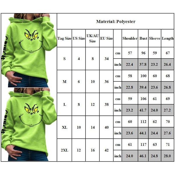 Jul Grinch Hettegenser Dame Hettegenser Pullover Topper L