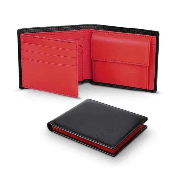 Plånböcker Smal Plånbok i Äkta Läder med Låsfunktion, Myntficka, Minimalistiska Plånböcker för Män med Red