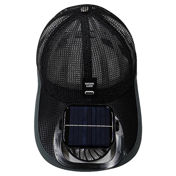 Unisex Sommer Solcelledrevet Ventilatorhat – Udendørs Mesh Solhat med Solcelleventilator black 2500 mAh