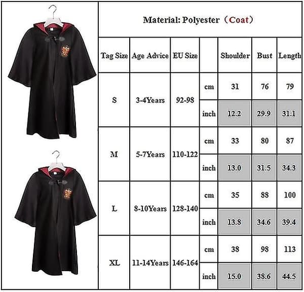 Harry Potter Hermione Granger Gryffindor Rollspelsuniform Kostymset för Barn 3-14 År - Present 3-4 År 3-4 Years BOy