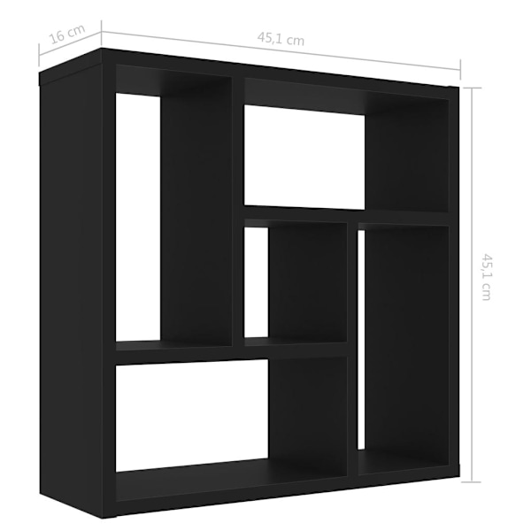 Vägghylla svart 45,1x16x45,1 cm träbaserat material Black Svart