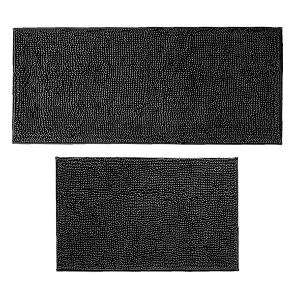 Kylpyhuonematot, setti 2 osaa, paksua chenilleä, pehmeä, nopeasti kuivuva kylpymatto, muhkea, imukykyinen kylpymatto liukuesteellä PVC-taustalla, matto Style 2
