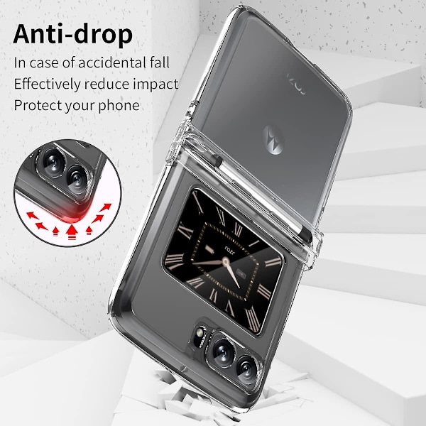 deksel kompatibelt med Motorola Moto Razr 2022, slankt PC-deksel med hengselbeskyttelse og S Pen-holder Transparent Transparent For Moto Razr 2022