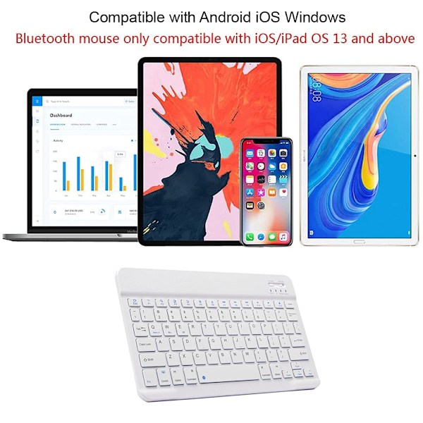 Erittäin ohut Bluetooth-näppäimistö - Kannettava langaton mininäppäimistö - Ladattava iOS-, Android- ja Windows-laitteille - 10 tuumaa