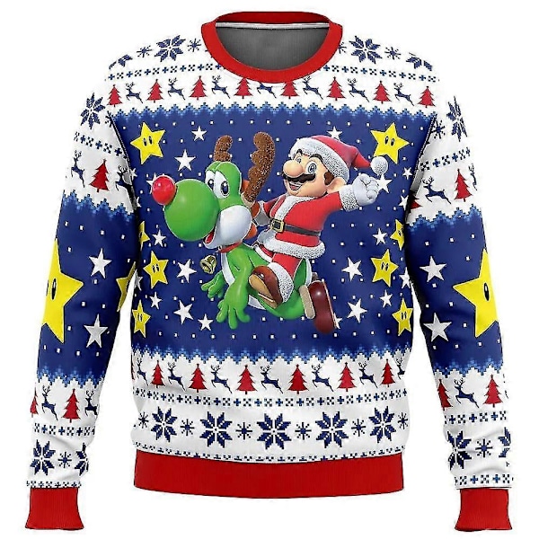 Mario Kart Jultrøje Gave Julmand Pullover Mænd 3D Trøje Og Top Hest Og Vinter XL