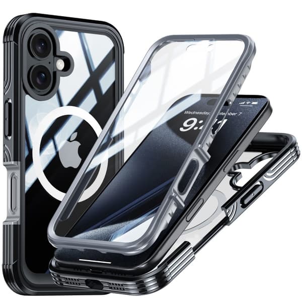 Kompatibelt iPhone 16 Full Dekning Magsafe Premium 3D-deksel 3i1 ThreeSixty