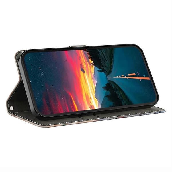 Plånboksfodral för Samsung Galaxy S25 Mönstertryck Ställ Läder Flip Telefonfodral - Triangulär Marmo Crystal Wings