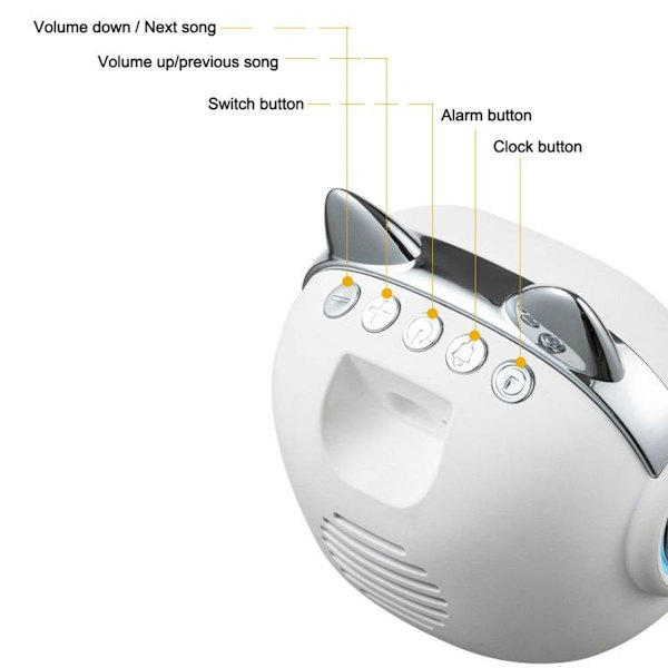 Sød Kat Bluetooth Vækkeur Natlampe (Hvid)