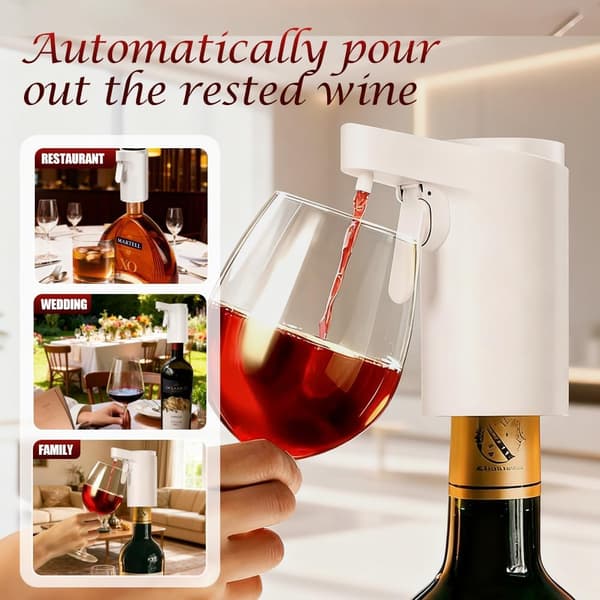 Elektrisk vinflaskedispenser med luftpumpe USB oppladbar automatisk vindispenser justerbar dosering smart whiskyheller white