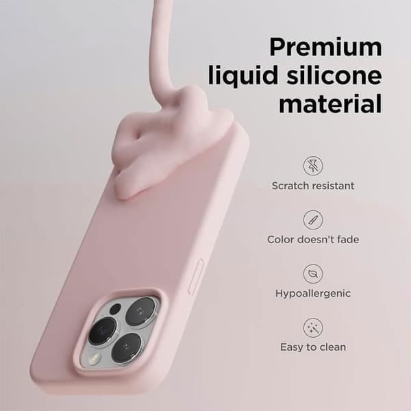 Beskyttende telefondeksel - BOOLING - iPhone 16 Pro - Flytende silikon - Slank - Rosa Rosa