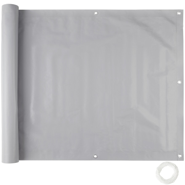tectake Balkongskydd med metallförstärkta öglor, version 1 - 75 cm Grey grå