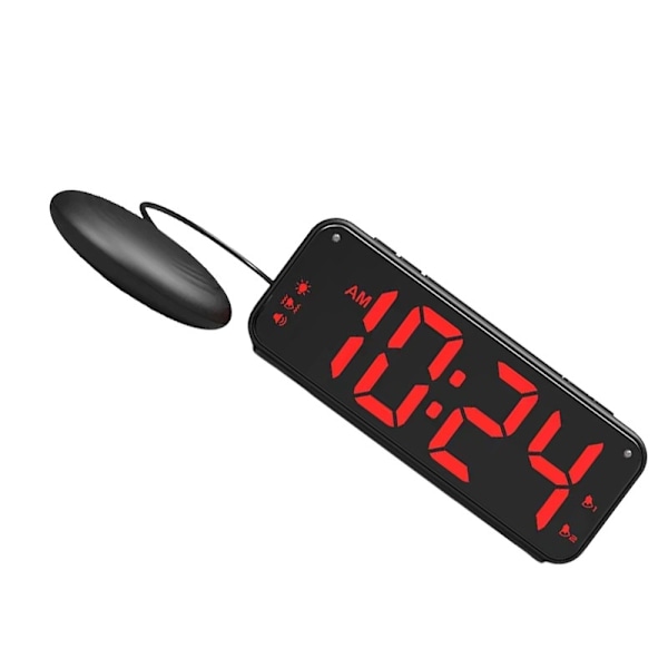 A5 supervibrerande väckarklocka + superhögljud väckarklocka, lämplig för tunga sovare/döva/hörselskadade personer, superstor display Y black