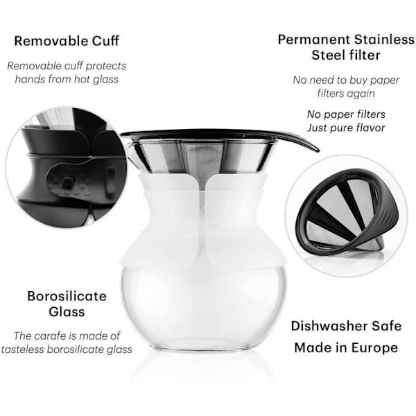 Till över - Bodum Kaffemaskine, permanent filter i rustfrit stålnet, 0,5 L, 4 kopper