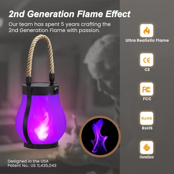 Solcellelamper med flimrende flamme, havelamper som vist (2 stk) 2pcs