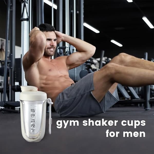 Shakerkopp for proteinshakes - lekkasjesikker, for treningsstudio, trening og cocktail white