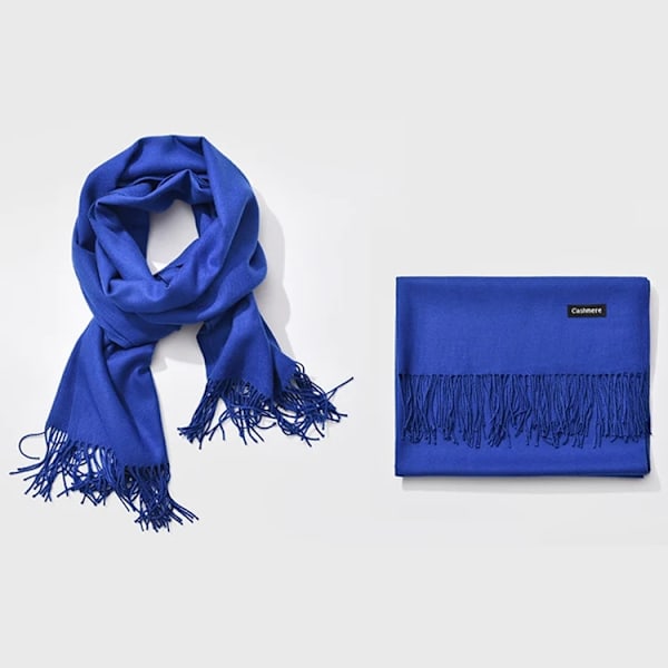 Blå sjal - Imitationscashmeresjal Blå Blue