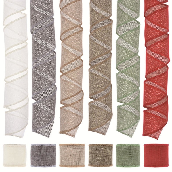 6st/ set Presentband Pure Color Multi-colors Overlock Rivfast trådad presentförpackning Polyester Stor pilbåge gör brett band för hemmet A