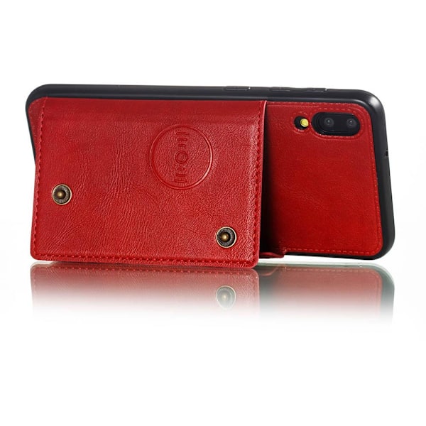 Samsung Galaxy A10 - Gennemtænkt Retro Cover med Kortlomme Sort Svart