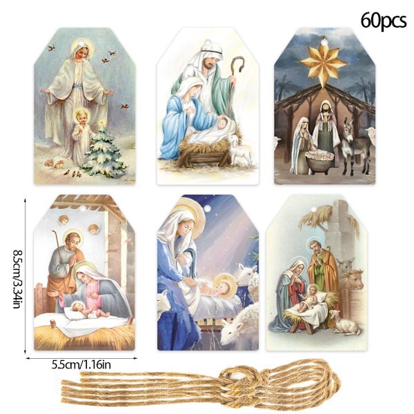 60 kpl lahjakortteja paperilaput DIY lahjapakkaus tarvikkeet joulukuusi riippuva koristeet 2024 uusi vuosi koristelu 60pcs-set8