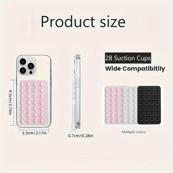 Kaksipuolinen silikoninen imukuppi auton puhelinteline, iPhone/Android Black