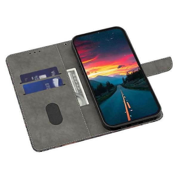 Plånboksfodral för Samsung Galaxy S25 Mönstertryck Ställ Läder Flip Telefonfodral - Triangulär Marmo Crystal Wings