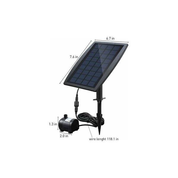 Børsteløs solcellevannpumpe for dam solcellefontene, vannpumpe med solcellepanel 9V 2.5W 200L/H.