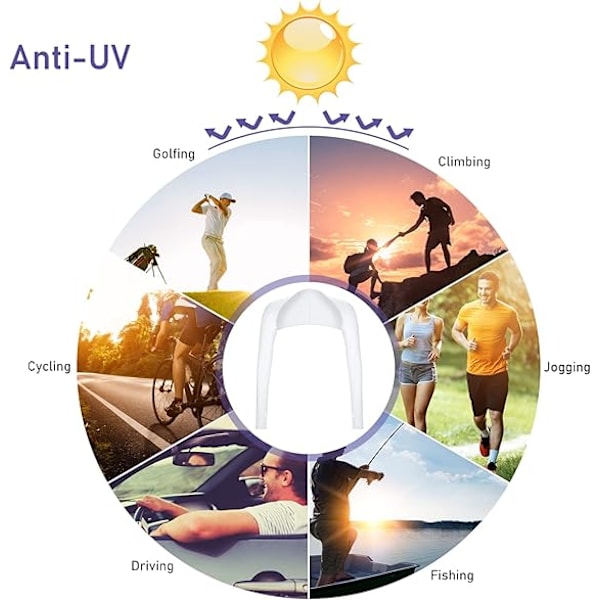 UV-suojaavat käärehihat, viilentävät käärehihat, aurinkosuoja, viilentävät käärehihat, 2 kpl (musta/valkoinen)