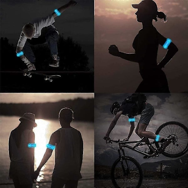 4-pack LED-armband med reflex - för löpning och jogging Blue