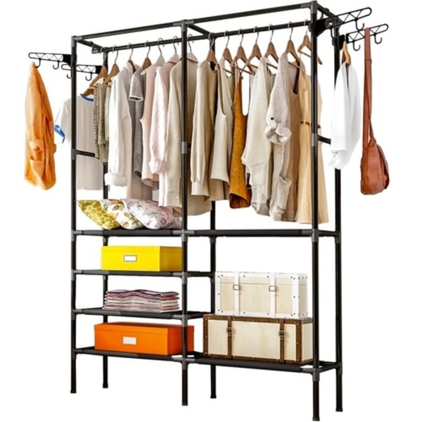 Klädhängare / Klädställning med Hyllor - 170cm Black Svart