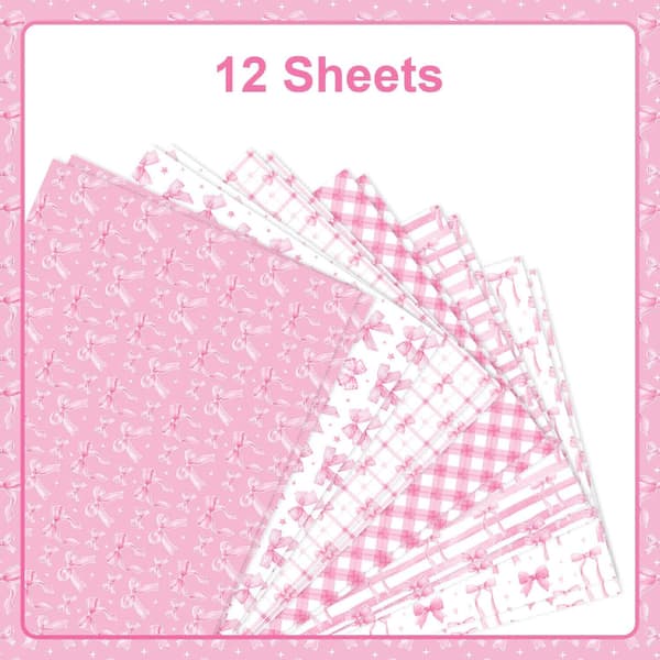 12 ark rosa presentpapper med rosetter, sött rosa presentpapper, DIY-hantverk, vackert presentpapper för födelsedagar och Alla hjärtans dag.