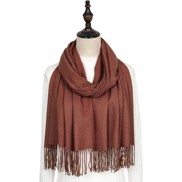 Skjerf til dame Pashmina sjal og omslag til bryllup Skjerf til dame Vinter Reddish Brown