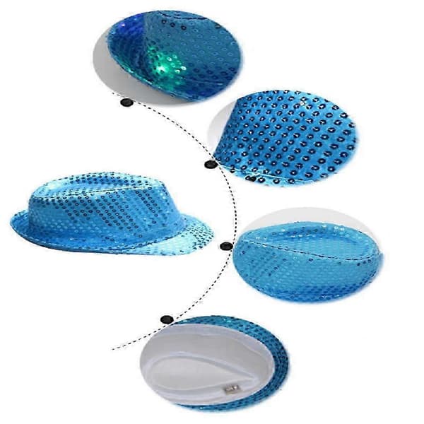 Vuxen 9-färgs LED-ljus Paljetter Performance Jazzkeps 1 stycke