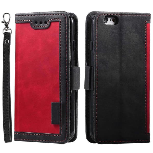 for iPhone 16e Etui Blokerende Tegnebog Stativ Læder Telefon Etui - WELLNGS Red