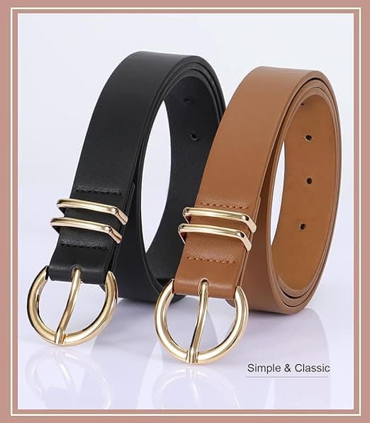 Skinnbelter for kvinner, til jeans, kjoler, mote, gullspenne, midjebelte black