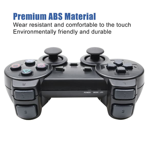 Wireless Gaming Controller Dual Vibration 2.4GHz Low Latency Remote Gamepad Joystick for PS2 Black