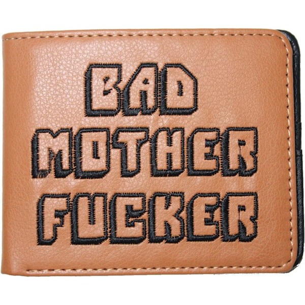 Pulp Fiction Brun Dubbelvikt Plånbok för Män Broderad Mynt Kort Sedlar Standard, Flerfärgad, 11,5x9 cm (4,5'x3,5') Brown