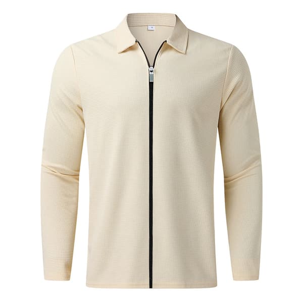 Herr Höst Ny Zip-Up Våffelstickad Jacka – Casual Långärmad Kragad Koftastil Khaki S