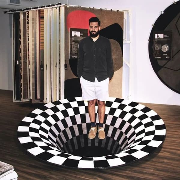 Vortex Illusion Teppe 3D Felle Effekt Trykk Teppe Soverom Stue Studierom Gulvmatte 60*90cm Square