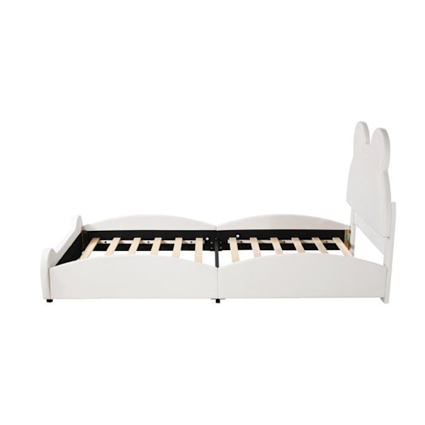 Säng barn - Ej specificerat - Padded säng björn - 90x200 cm - Vit sammet - 1 plats Vit