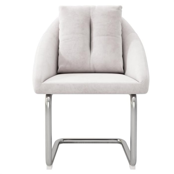 Set med 6 matstolar - sammetstyg - med kudde - ben i silverfärgad metall - Kontemporär - Beige Beige