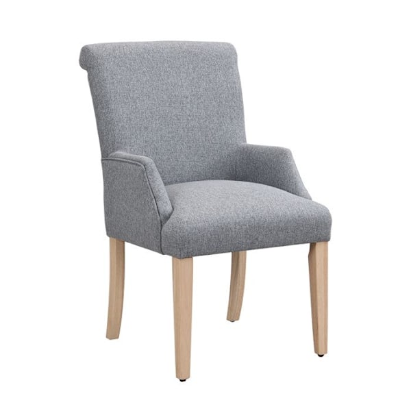 Set med 2 Matstolar, Kökstol i Linne, Polstrad Sits, Fötter i Massivt Trä, Grå Grå