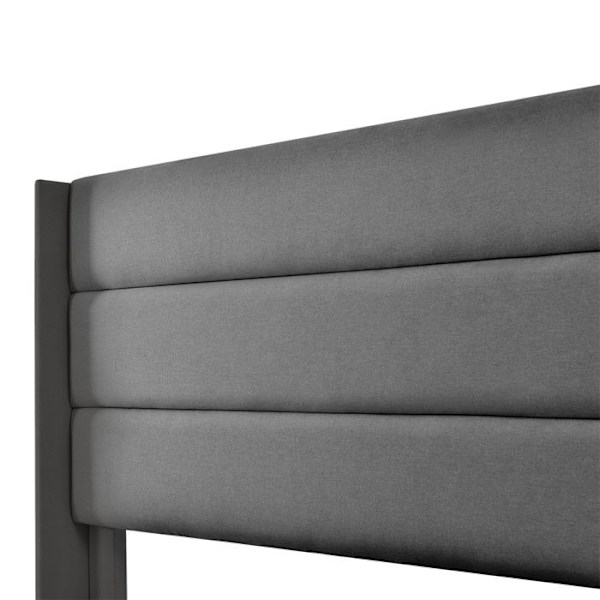 Dubbel säng 180x200 cm med metallram, ribbdyna, vuxensäng i linne - Grå Grå