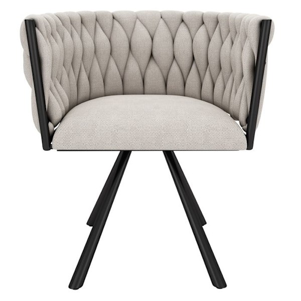 Svängbar stol - Matstol - Sminkstol Linfåtölj - 4-pack - Svarta metallben - Beige Beige och svart