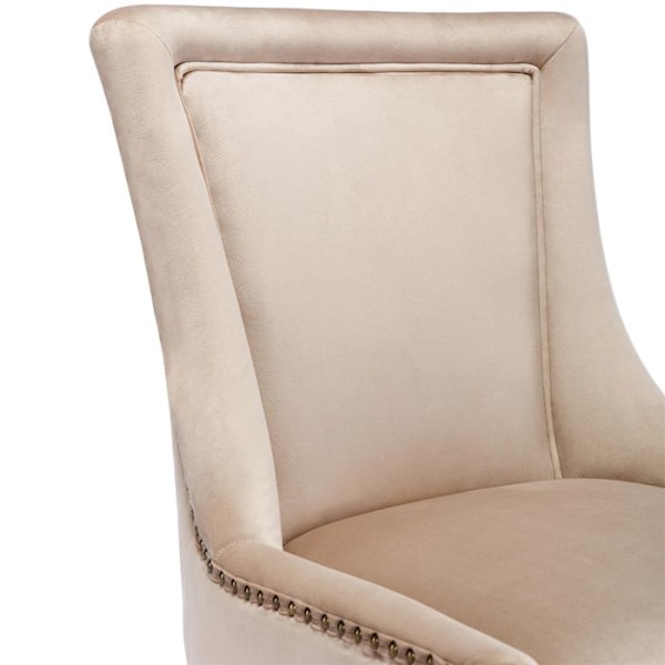 Set med 4 Matstolar - Beige Sammet Küchensstol - Starka Träben - Vardagsrumsstol - Rivetdekoration Beige