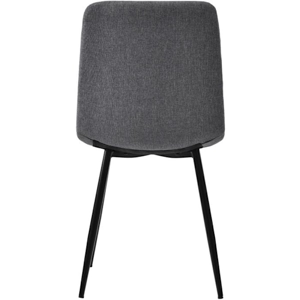 Kitt med 4 upholstered matstolar i lin - Skandinavisk stil - Mörkgrå - Köksstol - Svart metallben Mörkgrå