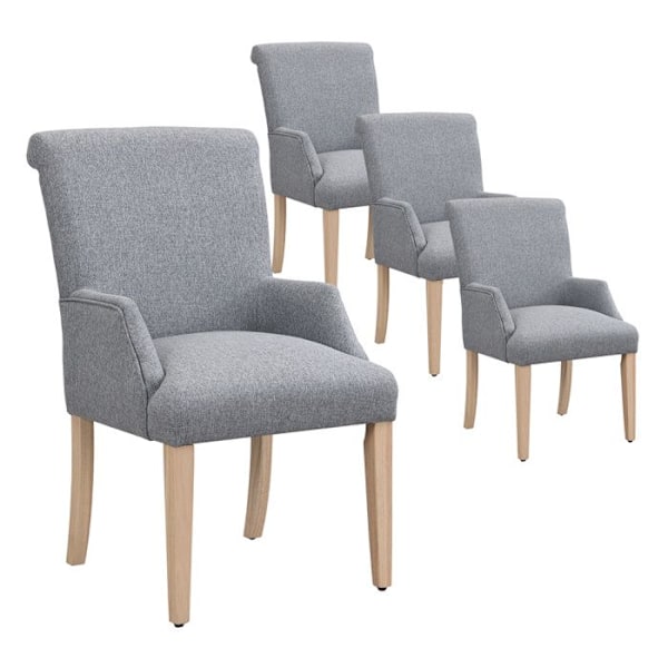 Matstolar - Set om 4 - Grå - Polstrade - Fötter i Massivt Trä - Modern Design Grå