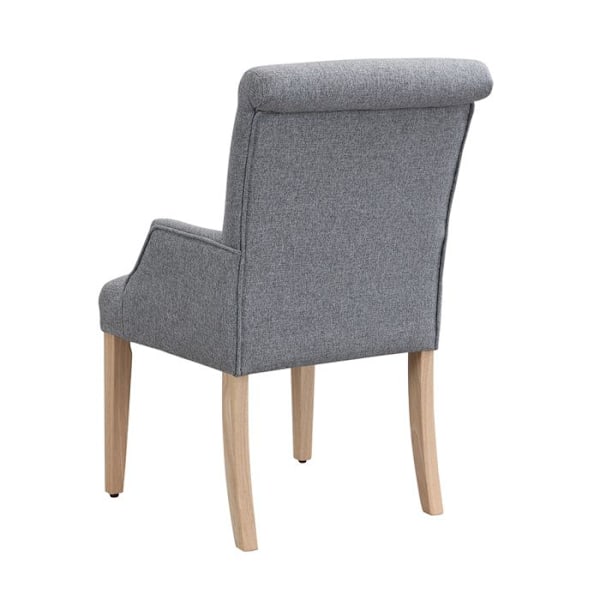 Set med 2 Matstolar, Kökstol i Linne, Polstrad Sits, Fötter i Massivt Trä, Grå Grå